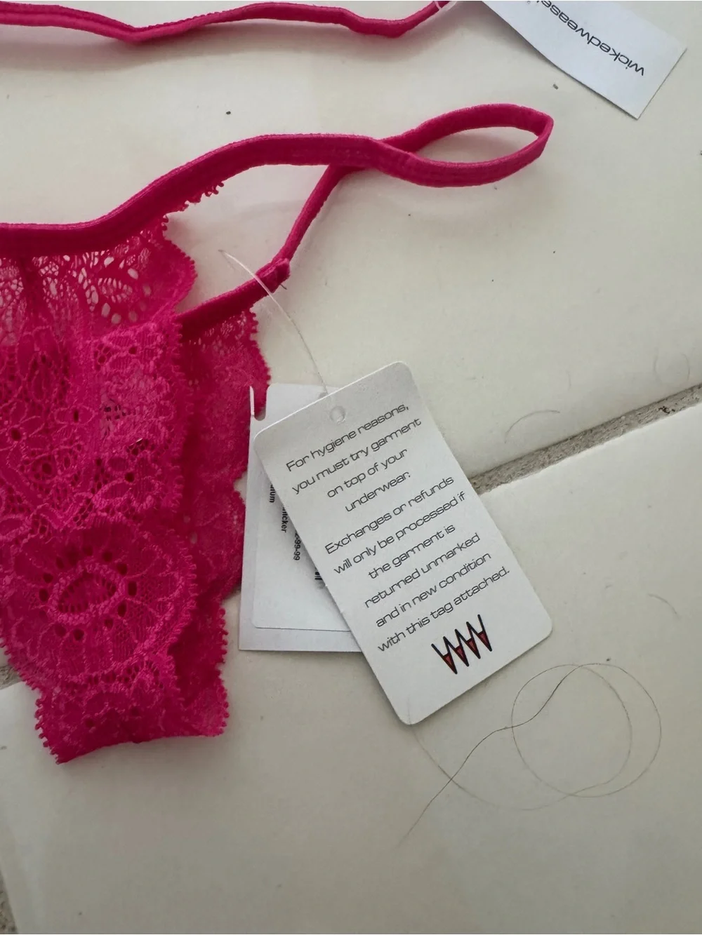 Lace Halter Bralette & Thong Set in hot pink wicked weasel
